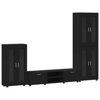 vidaXL TV spintelių komplektas FLORIN 3 vnt. 150 x 39 x 30 cm Juoda