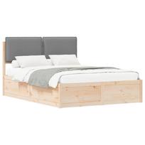 vidaXL Lovo rėmas su apmuštu galvūgaliu Šviesiai pilka 140 x 200 cm