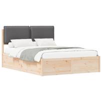 vidaXL Lovo rėmas su apmuštu galvūgaliu Tamsiai pilka 140 x 200 cm