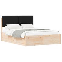 vidaXL Lovo rėmas su apmuštu galvūgaliu Juoda 160 x 200 cm
