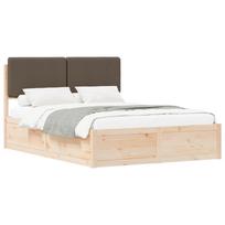 vidaXL Lovo rėmas su apmuštu galvūgaliu Taupe 150 x 200 cm