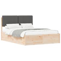 vidaXL Lovo rėmas su apmuštu galvūgaliu Tamsiai pilka 140 x 190 cm