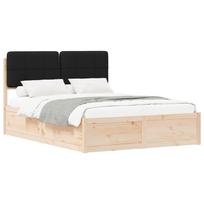 vidaXL Lovo rėmas su apmuštu galvūgaliu Juoda 150 x 200 cm