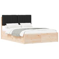 vidaXL Lovo rėmas su apmuštu galvūgaliu Juoda 140 x 190 cm