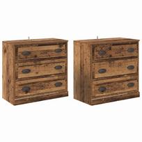 vidaXL Šoninės lentynos 2 vnt. Senovinis medis 70 x 35,5 x 67,5 cm