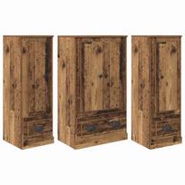 vidaXL Aukštas spintelė 3 vnt. Senovinis medis 132 x 35,5 x 103,5 cm