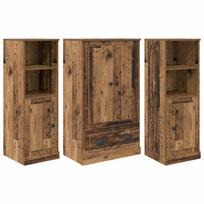 vidaXL Aukštas spintelė 3 vnt. Senovinis medis 132 x 35,5 x 103,5 cm