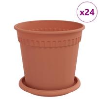 vidaXL Augalų vazonai 24 vnt. Raudona plyta Plastmasė