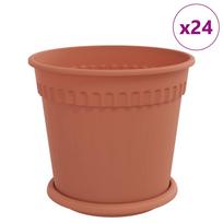 vidaXL Augalų vazonai 24 vnt. Raudona plyta Plastmasė