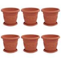 vidaXL Augalų vazonai 6 vnt. Raudona plyta Ø 22 x 18 cm Plastmasė