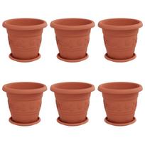 vidaXL Augalų vazonai 6 vnt. Raudona plyta Ø 26 x 21.5 cm Plastmasė
