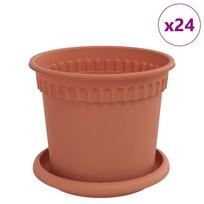 vidaXL Augalų vazonai 24 vnt. Raudona plyta Plastmasė