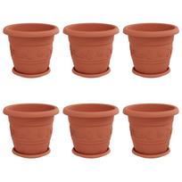 vidaXL Augalų vazonai 6 vnt. Raudona plyta Ø 30 x 25 cm Plastmasė