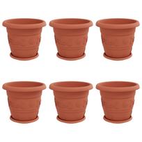 vidaXL Augalų vazonai 6 vnt. Raudona plyta Ø 34 x 28 cm Plastmasė
