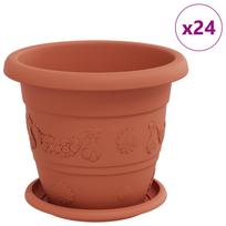 vidaXL Augalų vazonai 24 vnt. Raudona plyta Ø 22 x 18 cm Plastmasė