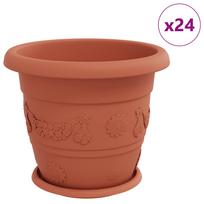 vidaXL Augalų vazonai 24 vnt. Raudona plyta Ø 34 x 28 cm Plastmasė