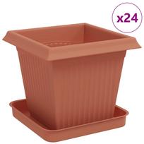 vidaXL Augalų vazonai 24 vnt. Raudona plyta Plastmasė