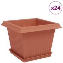 vidaXL Augalų vazonai 24 vnt. Raudona plyta Plastmasė