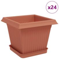 vidaXL Augalų vazonai 24 vnt. Raudona plyta Plastmasė