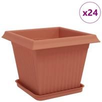 vidaXL Augalų vazonai 24 vnt. Raudona plyta Plastmasė