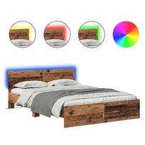 vidaXL Lovos rėmas Senovinis medis 135 x 190 cm Apdirbta mediena