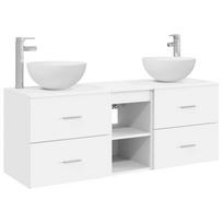 vidaXL Vonios spintos komplektas 3 vnt. Balta 129 x 35 x 80 cm