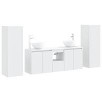 vidaXL Vonios spintos komplektas 5 vnt. Balta 129 x 35 x 80 cm