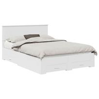 vidaXL Lovos rėmas su stalčių Balta 140 x 190 cm Apdirbta mediena