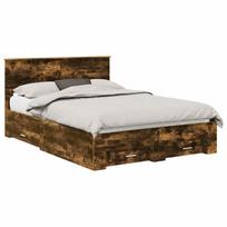 vidaXL Lovos rėmas Dūminio ąžuolo 140 x 190 cm Apdirbta mediena