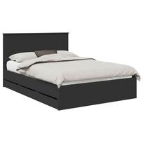 vidaXL Lovos rėmas su stalčių Juoda 140 x 190 cm Inžinerinė mediena