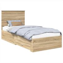 vidaXL Lovos rėmas Sonamos ąžuolo ir sidabro 75 x 190 cm