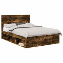 vidaXL Lovos rėmas Dūminio ąžuolo 140 x 190 cm Apdirbta mediena