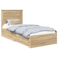 vidaXL Lovos rėmas su stalčių Sonamos ąžuolo ir sidabro 75 x 190 cm