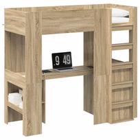 vidaXL Dviaukštės lovos rėmas su stalu Sonoma ąžuolas 75 x 190 cm