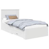 vidaXL Lovos rėmas su stalčių Balta 90 x 190 cm Apdirbta mediena