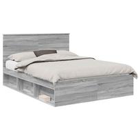 vidaXL Lovos rėmas Pilkas Sonoma 150 x 200 cm Kietos pušies mediena