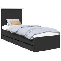 vidaXL Lovos rėmas su stalčių Juoda 75 x 190 cm Inžinerinė mediena