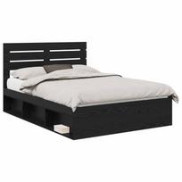 vidaXL Lovos rėmas Juoda 150 x 200 cm Kietos pušies mediena