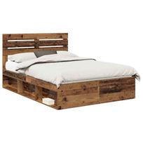 vidaXL Lovos rėmas Senas medis 140 x 190 cm Kietos pušies mediena