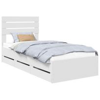 vidaXL Lovos rėmas su stalčių Balta 75 x 190 cm Inžinerinė mediena