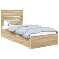 vidaXL Lovos rėmas Sonamos ąžuolo ir sidabro 75 x 190 cm