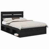vidaXL Lovos rėmas Juoda 140 x 190 cm Kietos pušies mediena