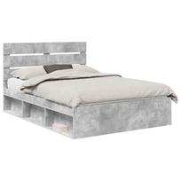 vidaXL Lovos rėmas Betoninė 140 x 190 cm Kietos pušies mediena
