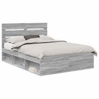 vidaXL Lovos rėmas Pilkas Sonoma 140 x 190 cm Kietos pušies mediena