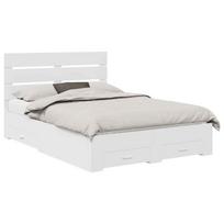 vidaXL Lovos rėmas su stalčių Balta 140 x 190 cm Apdirbta mediena
