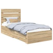 vidaXL Lovos rėmas su stalčių Sonamos ąžuolo ir sidabro 75 x 190 cm