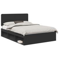 vidaXL Lovos rėmas Juoda 160 x 200 cm Kietos pušies mediena