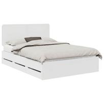 vidaXL Lovos rėmas su stalčių Balta 160 x 200 cm Inžinerinė mediena