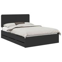 vidaXL Lovos rėmas su stalčių Juoda 140 x 200 cm Inžinerinė mediena