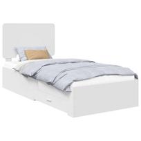 vidaXL Lovos rėmas su stalčių Balta 90 x 190 cm Apdirbta mediena
